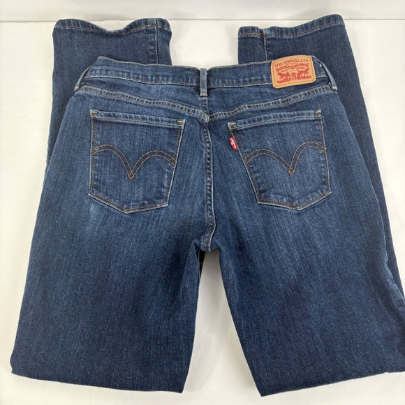 Levi's 505 Mid Rise Stretch Straight Fit Dark Wash Denim Jeans Size 8 (30x29.5) - Picture 6 of 13